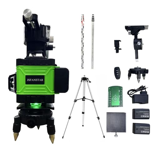 Kreuzlinienlaser mit Stativ - 4x360° Laser Wasserwaage Selbstnivellierend, 4D 16 Linienlaser Grün Kreuzlaser für Innenbereich Baustelle +Stativ+Herrscher 2-years warranty von otmechl