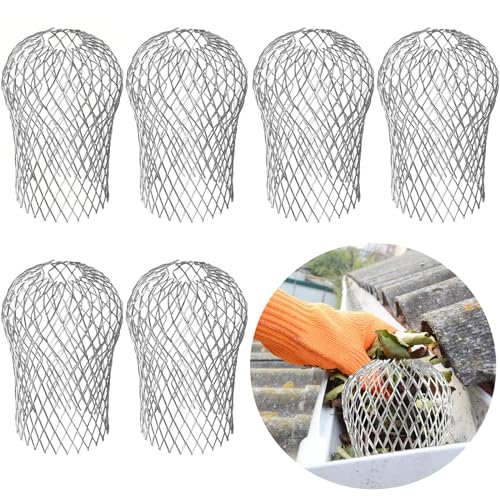 otuiaim [6 Pack] Aluminium Fallrohrschutz Dachrinnenschutz, Metall Regenrohrschutz Laub Rinnensieb Blatt Rinnensieb, Blattfilter Erweiterbarer Rinnensieb Schützer für Fallrohre, Moos, Schlamm, Bälle von otuiaim