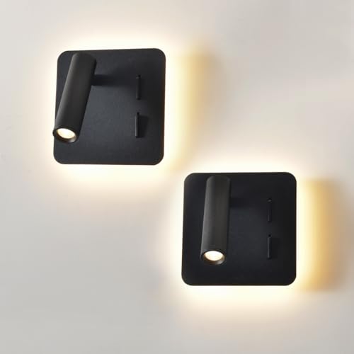 Leselampe Wand,2er Wandlampe mit Schalter Schwarz,Modern Led Wandleuchte Innen 3w+8w, Leselicht Schwenkbar 180°,Wandbeleuchtung für Schlafzimmer,Hotels,Wohnzimmer,Nachttischlampe,3000k Bettlampe Leselampe Wand,2er Wandlampe mit Schalter Schwarz,Modern Led Wandleuchte Innen 3w+8w, Leselicht Schwenkbar 180°,Wandbeleuchtung für Schlafzimmer,Hotels,Wohnzimmer,Nachttischlampe,3000k Bettlampe von ouglres