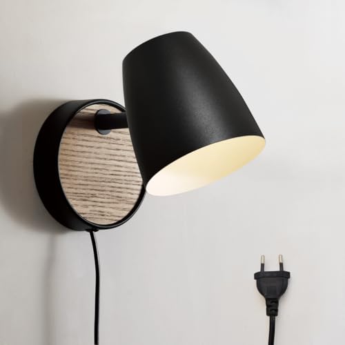 Wandlampe mit Stecker Holz,Wandleuchte mit Schalter Schwarz Industrial,Metal Schirm Drehbar,Modern Innen Wall Light,Bettlampe für Schlafzimmer Bett,Wohnzimmer,Flur,Treppen, Badezimmer,E27,1pcs Wandlampe mit Stecker Holz,Wandleuchte mit Schalter Schwarz Industrial,Metal Schirm Drehbar,Modern Innen Wall Light,Bettlampe für Schlafzimmer Bett,Wohnzimmer,Flur,Treppen, Badezimmer,E27,1pcs von ouglres