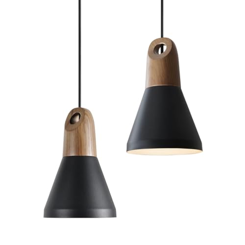 ouglres Pendelleuchte Schwarz Vintage,2er Industrial Metall Hängelampe,Höhenverstellbar Nordic Esstisch Hängeleuchte e27 Für Kücheninsel Esszimmer Wohnzimmer Schlafzimmer Restaurant Bars Cafés von ouglres