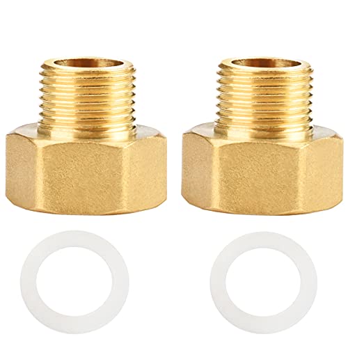 Reduzierstück 3/8 auf 1/2 Zoll aus Messing, AG/IG Reduzierverlängerung,2St Reduzierverlängerung Reduzierstück (3/8Zoll Außen x 1/2 Zoll Innen) Gewinde/Messing Fittings von oumuik