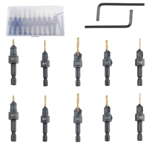 oupados 10 Stück Senker Holz,Senkbohrer Holz Set,Senker Bohrer mit 2 6-seitigem Schraubenschlüssel und Werkzeugkasten für Holzverarbeitung Projekt #5,#6,#8,#10,#12 oupados 10 Stück Senker Holz,Senkbohrer Holz Set,Senker Bohrer mit 2 6-seitigem Schraubenschlüssel und Werkzeugkasten für Holzverarbeitung Projekt #5,#6,#8,#10,#12 von oupados