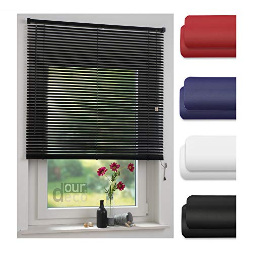 ourdeco® Jalousie aus PVC / 50 x 220 cm (Breite x Höhe) / Farbe schwarz/lichtdurchlässig bis Blickdicht/Einfache Montage an Wand oder Decke von ourdeco