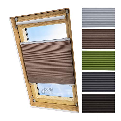 ourdeco® Universal Dachfenster Thermo-Wabenplissee/103 x 141cm beige(Breite x Höhe)/lichtundurchlässig, verdunkelnd, Thermo- und Hitzeschutz von ourdeco