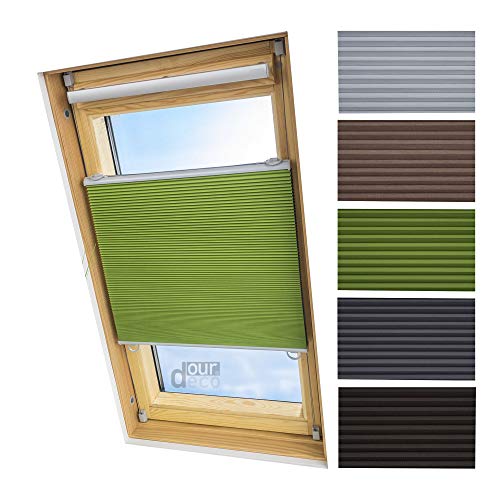 ourdeco® Universal Dachfenster Thermo-Wabenplissee/55 x 141cm grün(Breite x Höhe)/lichtundurchlässig, verdunkelnd, Thermo- und Hitzeschutz von ourdeco