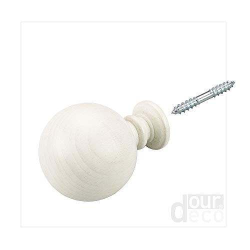 Ourdeco Endstück für Gardinenstange mit 28 mm Ø Terra, Modell Kugel, kalkweiß, 1 Stück von ourdeco