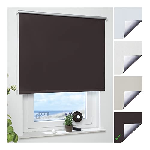 Ourdeco Rollo, Fenster Rollo, Kettenzug-Rollo / 102 x 180 cm (Breite x Höhe), braun/Thermo-Beschichtung, Verdunkelnd, Blickdicht/Breiten 60-200 cm/viele Farben von ourdeco