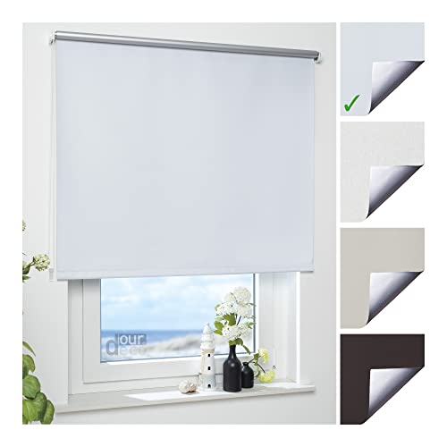 Ourdeco Rollo, Fenster Rollo, Kettenzug-Rollo / 82 x 180 cm (Breite x Höhe), weiß/Thermo-Beschichtung, Verdunkelnd, Blickdicht/Breiten 60-200 cm/viele Farben von ourdeco