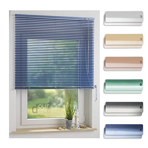 ourdeco® Aluminium-Jalousie / 060 x 160 Hellblau (Breite x Höhe) / Montage an Wand oder Decke, Premium Alu-Jalousie von ourdeco