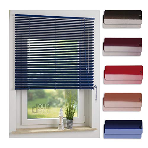 ourdeco® Aluminium-Jalousie / 090 x 160 Dunkelblau (Breite x Höhe) / Montage an Wand oder Decke, Premium Alu-Jalousie von ourdeco