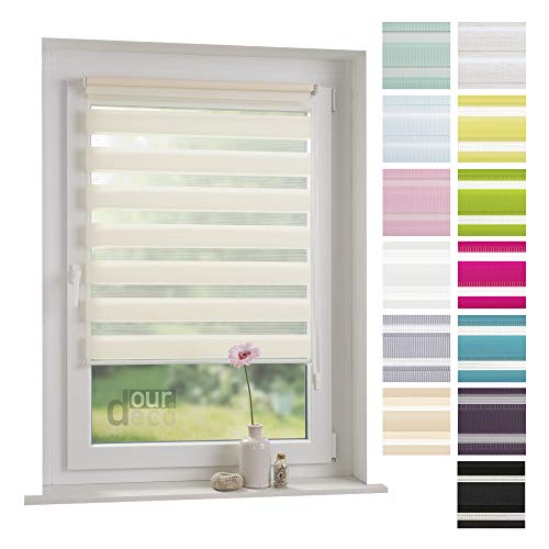 ourdeco® Doppel-Rollo, Duo-Rollo / 120 x 160 cm apricot/lichtdurchlässig, Blickdicht von ourdeco