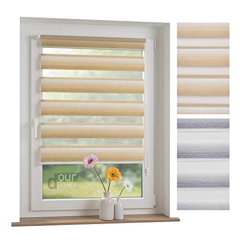 ourdeco® Doppel-Rollo, Duo-Rollo mit Farbverlauf / 60 x 150 cm braun/lichtdurchlässig, Blickdicht/Farben: Verlauf Braun, Verlauf Sand von ourdeco