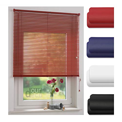 ourdeco® Jalousie aus PVC / 60 x 220 cm (Breite x Höhe) / Farbe rot/lichtdurchlässig bis Blickdicht/Einfache Montage an Wand oder Decke von ourdeco