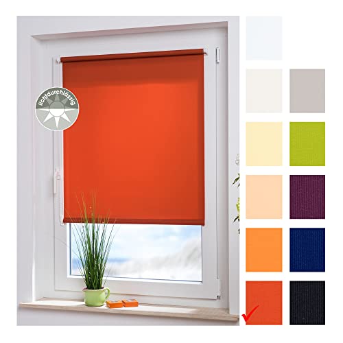 ourdeco® Rollos für Fenster ohne Bohren/Bestellbreite: 100 cm x Höhe: 150 cm/Farbe: Terracotta/lichtdurchlässig, Klemmfix, Rollo ohne Bohren, Klemmen/Stoffbreite: 98,5 cm von ourdeco