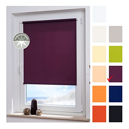 ourdeco® Rollos für Fenster ohne Bohren/Bestellbreite: 60 cm x Höhe: 150 cm/Farbe: brombeer/lichtdurchlässig, Klemmfix, Rollo ohne Bohren, Klemmen/Stoffbreite: 58,5 cm von ourdeco