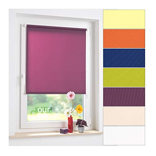 ourdeco® Mini-Rollo / 45 x 150 brombeer/lichtdurchlässig, Blickdicht/Farben: weiß, beige, gelb, grün, Terracotta, violett, blau/Montage ohne Bohren von ourdeco