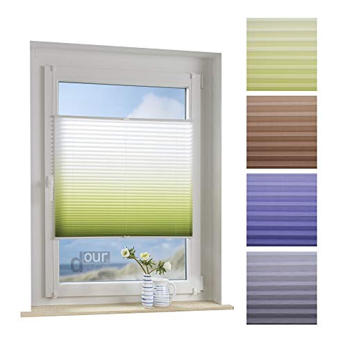 ourdeco® Plissee mit Farbverlauf / 45 x 130 cm weiß-grün/lichtdurchlässig, Blickdicht/Farben: Blau, Braun, Grün, Grau von ourdeco