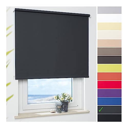 ourdeco® Rollo, Seitenzugrollo | Farbe dunkelgrau/Tageslicht, lichtdurchlässig | Bestellgröße 212 x 180 cm (BxH) von ourdeco