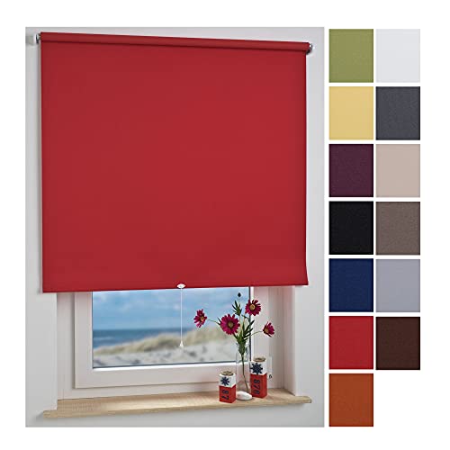 ourdeco® Rollo, Spring-, Schnapprollo/Stoffbreite: 68 x Auszugslänge: 180 cm rot/Verdunkelnd, Abdunklung von ourdeco