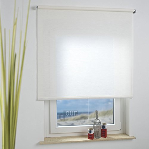 ourdeco® Rollo, Spring-, Schnapprollo/Stoffbreite: 78 x Auszugslänge: 180 cm Struktur Natur weiß/Dekor, Tageslicht, lichtdurchlässig von ourdeco
