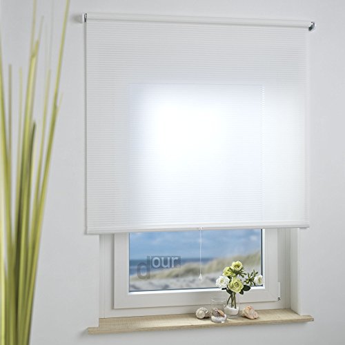 ourdeco® Rollo, Spring-, Schnapprollo/Stoffbreite: 98 x Auszugslänge: 180 cm Streifen weiß/Dekor, Tageslicht, lichtdurchlässig von ourdeco