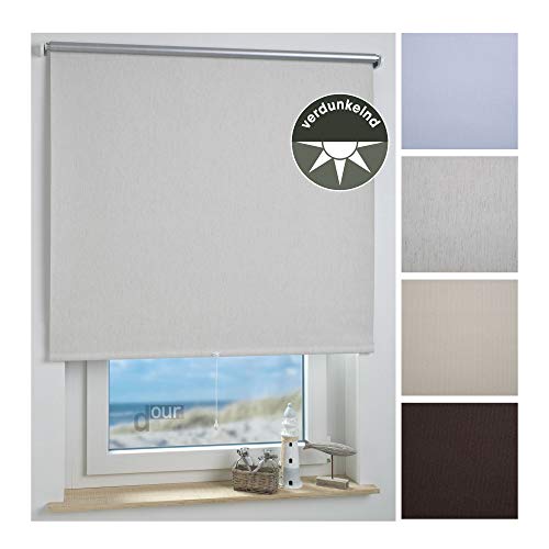 ourdeco® Rollo, Springrollo, Thermorollo, Verdunklungsrollo, Schnapprollo; Stoffbreite: 188 x Auszugslänge: 180 cm leinen Silber; Thermo-Beschichtung von ourdeco