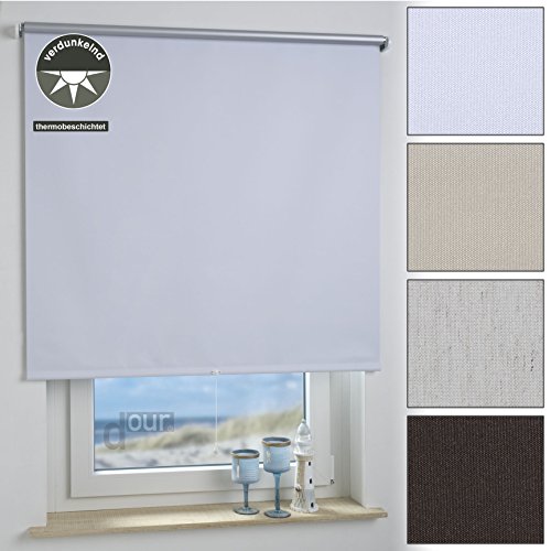 ourdeco® Rollo, Springrollo, Thermorollo, Verdunklungsrollo, Schnapprollo; Stoffbreite: 68 x Auszugslänge: 180 cm weiß; Thermo-Beschichtung, Verdunkelnd von ourdeco