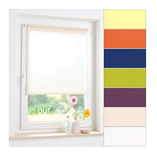 ourdeco® Rollos für Fenster ohne Bohren/Bestellbreite: 120 cm x Höhe: 150 cm/Farbe: Creme/lichtdurchlässig, Klemmfix, Rollo ohne Bohren, Klemmen/Stoffbreite: 118,5 cm von ourdeco