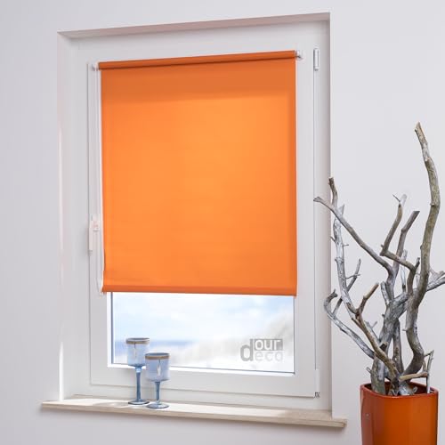 ourdeco® Rollos für Fenster ohne Bohren/Bestellbreite: 80 cm x Höhe: 150 cm/Farbe: orange/lichtdurchlässig, Klemmfix, Rollo ohne Bohren, Klemmen/Stoffbreite: 78,5 cm von ourdeco