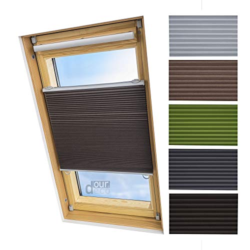 ourdeco® Universal Dachfenster Thermo-Wabenplissee/67 x 141cm braun(Breite x Höhe)/lichtundurchlässig, verdunkelnd, Thermo- und Hitzeschutz von ourdeco