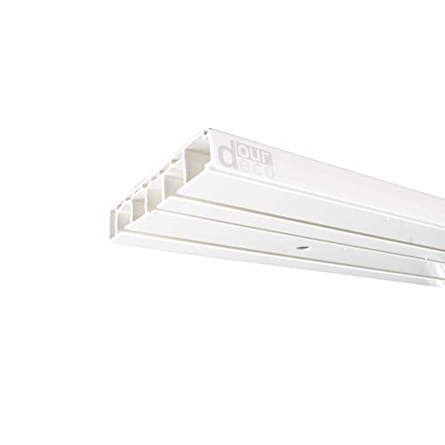 ourdeco® Vorhangschiene, Gardinenschiene weiß, 360 cm, 3-läufig (2x 180 cm inkl. Verbinder) von ourdeco