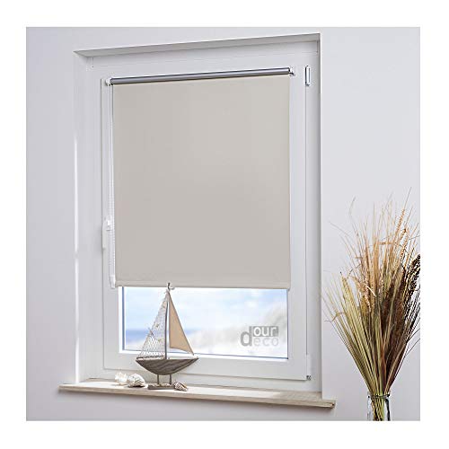 ourdeco Mini-Rollo Thermobeschichtung, 080 x 150 cm (Breite x Höhe), Creme, verdunkelnd von ourdeco