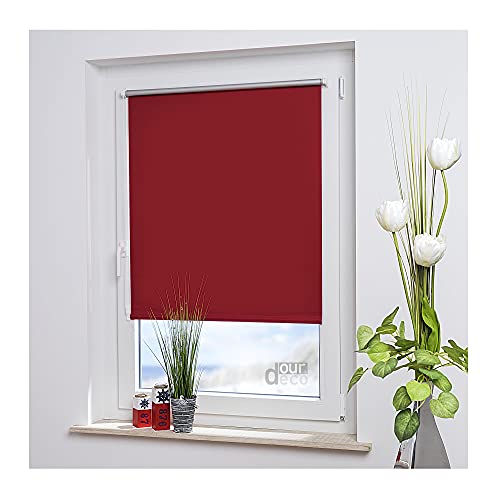 ourdeco Mini-Rollo mit Thermobeschichtung / 080 x 150 rot/lichtundurchlässig, verdunkelnd von ourdeco