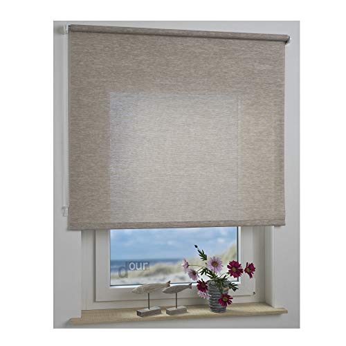 ourdeco Rollo/Seitenzugrollo / 062 x 180 Breite x Höhe/Struktur Natur Sand/lichtdurchlässiger Stoff/Sichtschutzrollo/Dekor-Rollo von ourdeco