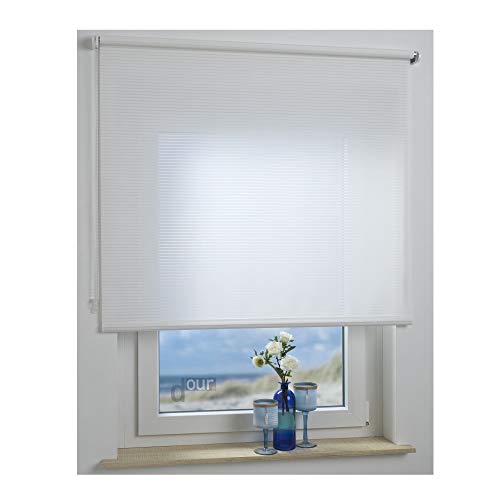ourdeco Rollo/Seitenzugrollo / 082 x 180 Breite x Höhe/Streifen weiß/lichtdurchlässiger Stoff/Sichtschutzrollo/Dekor-Rollo ourdeco Rollo/Seitenzugrollo / 082 x 180 Breite x Höhe/Streifen weiß/lichtdurchlässiger Stoff/Sichtschutzrollo/Dekor-Rollo von ourdeco