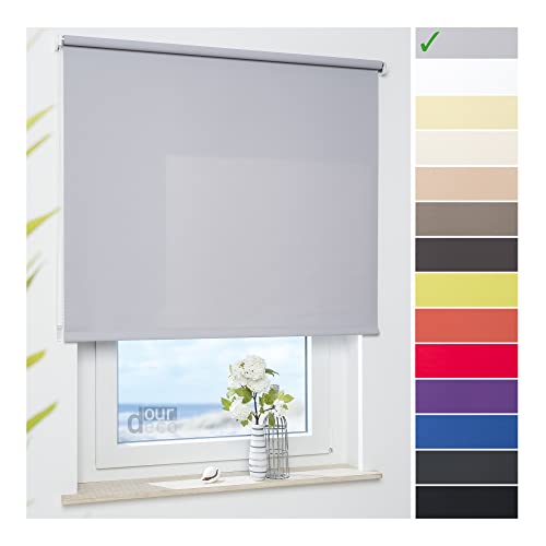ourdeco Rollo/Seitenzugrollo / 162 x 180 Breite x Höhe/hellgrau/lichtdurchlässiger Stoff/Sichtschutzrollo von ourdeco