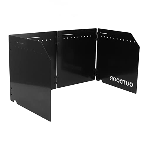 Herd Windschutzscheibe Klappt tragbare 4 Teller Windschutzscheibencamping -Picknick -Rucksackkochen (Schwarz) von outdoorm