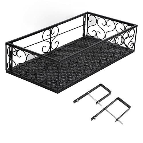 outdoorm Balkon Blumenregal Hängende Blumenkleiderbügel hängende Schmiedeeisenzaun Innenfensternssilber Sukkulente Regal (Geeignet für 6,5 cm Geländer) von outdoorm