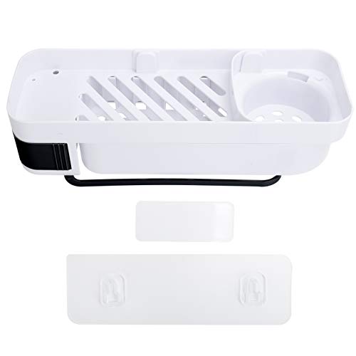 outdoorm Duschregal -Wand montiertes Badezimmerlagerstange mit Handtuchhaken um 180 Grad Einfach für Verschiedene Winkel und Räume installieren (Weiß schwarz) von outdoorm