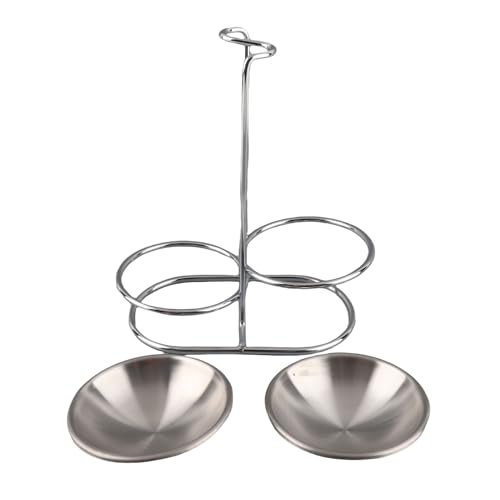 outdoorm Vertikale Suppen kelle Halter Edelstahl Kochgeschirr Stand Küche Kochgeschirr Heißer Topf (Silber mit 2 Teller) von outdoorm