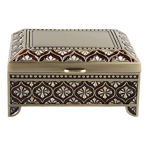 outdoorm Vintage Schmuckschatulle Exquisite Blumenreliefspeicher dekoratives Schmuckstück Schatzstrust Bronze Bronze (M) von outdoorm