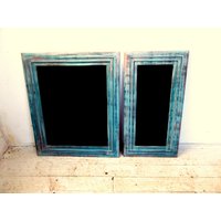 Set 2x Kreidetafel Wandtafel Türkis Kupfer Patina Vintage von outofnorm