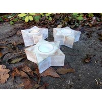 Set 3 Teelichthalter Stern Altweiß Goldpatina von outofnorm