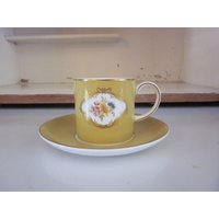 Susie Cooper Gold Blumen Teetasse Und Untertasse Espresso Demitasse Tasse Gerade Seiten England Vintage von outoftheatticshop