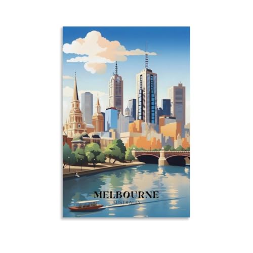 ouweri Melbourne Australien Vintage-Reiseposter Kunstwerke Kunstdruck Wandkunst Gemälde Leinwand Dekor Zuhause dekorativ 30 x 45 cm von ouweri