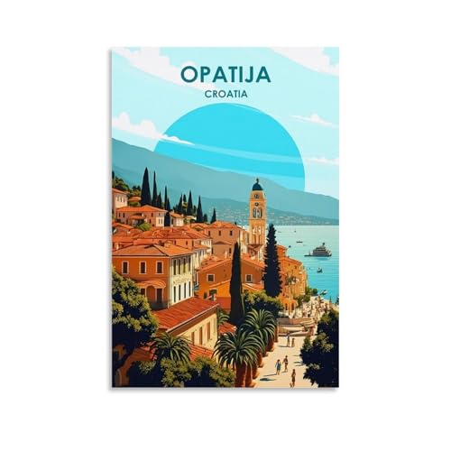 ouweri Opatija Kroatien Vintage-Reise-Poster, ästhetischer Druck, Kunst, Wandgemälde, Leinwand, moderne Schlafzimmerdekoration, 30 x 45 cm ouweri Opatija Kroatien Vintage-Reise-Poster, ästhetischer Druck, Kunst, Wandgemälde, Leinwand, moderne Schlafzimmerdekoration, 30 x 45 cm von ouweri