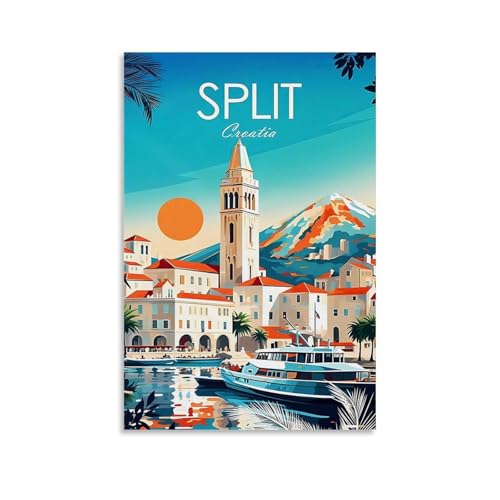 ouweri Poster, Motiv: geteiltes Kroatien, Vintage-Reise-Poster, Bild, Wandkunst, Gemälde, Leinwand, Kunstwerke, Idee, Raum, ästhetisch, 40 x 60 cm ouweri Poster, Motiv: geteiltes Kroatien, Vintage-Reise-Poster, Bild, Wandkunst, Gemälde, Leinwand, Kunstwerke, Idee, Raum, ästhetisch, 40 x 60 cm von ouweri
