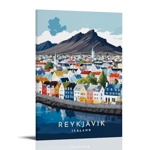 ouweri Reykjavik Island, Vintage-Reiseposter, ästhetischer Druck, Kunst, Wandgemälde, Leinwand, moderne Schlafzimmerdekoration, 20 x 30 cm ouweri Reykjavik Island, Vintage-Reiseposter, ästhetischer Druck, Kunst, Wandgemälde, Leinwand, moderne Schlafzimmerdekoration, 20 x 30 cm von ouweri