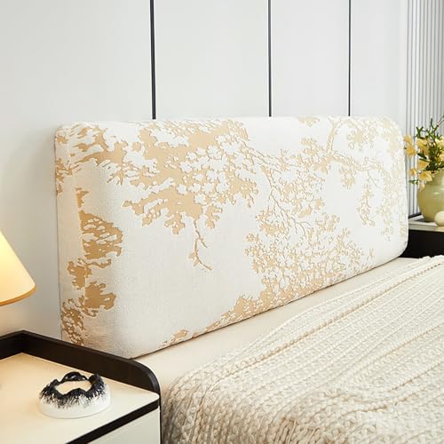 Eleganter Stretch-Bettkopfteilbezug, Universelle Passform Für Dünne/Dicke Kopfteile, Waschbarer, Staubdichter Schutz Für Full Queen King(Beige,120cm/47in) von ouxei